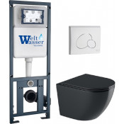 Подвесной унитаз с инсталляцией WeltWasser Marberg 410 / Merzbach 043 GL-BL / MAR 410 RD GL-WT 10000012200 черный глянцевый