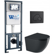 Подвесной унитаз с инсталляцией WeltWasser Marberg 410 / Merzbach 043 GL-BL / MAR 410 RD MT-BL 10000012201 черный глянцевый
