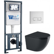 Подвесной унитаз с инсталляцией WeltWasser Marberg 410 / Merzbach 043 GL-BL / MAR 410 SE GL-WT 10000012197 черный глянцевый