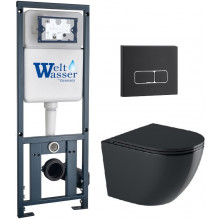 Подвесной унитаз с инсталляцией WeltWasser Marberg 410 / Merzbach 043 GL-BL / MAR 410 SE MT-BL 10000012198 черный глянцевый