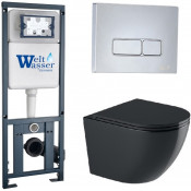 Подвесной унитаз с инсталляцией WeltWasser Marberg 410 / Merzbach 043 GL-BL / MAR 410 SE-CR 10000012196 черный глянцевый