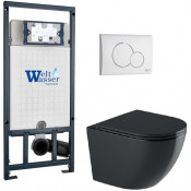 Подвесной унитаз с инсталляцией WeltWasser Marberg 507 / Merzbach 043 GL-BL / MAR 507 RD GL-WT 10000012204 черный глянцевый