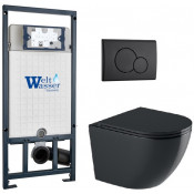 Подвесной унитаз с инсталляцией WeltWasser Marberg 507 / Merzbach 043 GL-BL / MAR 507 RD MT-BL 10000012205 черный глянцевый