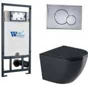 Подвесной унитаз с инсталляцией WeltWasser Marberg 507 / Merzbach 043 GL-BL / MAR 507 RD-CR 10000012203 черный глянцевый