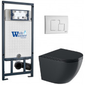 Подвесной унитаз с инсталляцией WeltWasser Marberg 507 / Merzbach 043 GL-BL / MAR 507 SE GL-WT 10000012207 черный глянцевый