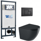 Подвесной унитаз с инсталляцией WeltWasser Marberg 507 / Merzbach 043 GL-BL / MAR 507 SE MT-BL 10000012208 черный глянцевый