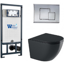 Подвесной унитаз с инсталляцией WeltWasser Marberg 507 / Merzbach 043 GL-BL / MAR 507 SE-CR 10000012206 черный глянцевый