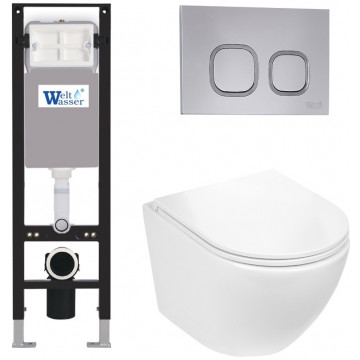 Подвесной унитаз с инсталляцией WeltWasser Amberg 350 / Merzbach 043 GL-WT / Amberg RD-CR 10000012375 белый глянцевый