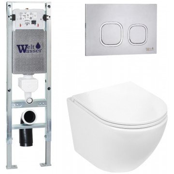 Подвесной унитаз с инсталляцией WeltWasser Amberg 350 ST / Merzbach 043 GL-WT / Amberg RD-MT CR 10000011284 белый глянцевый