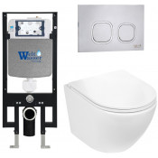 Подвесной унитаз с инсталляцией WeltWasser Amberg 497 / Merzbach 043 GL-WT / Amberg RD-MT CR 10000011289 белый глянцевый