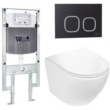 Подвесной унитаз с инсталляцией WeltWasser Amberg 497 ST / Merzbach 043 GL-WT / Amberg RD-BL 10000011292 белый глянцевый