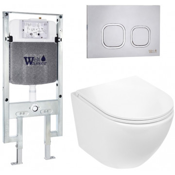 Подвесной унитаз с инсталляцией WeltWasser Amberg 497 ST / Merzbach 043 GL-WT / Amberg RD-MT CR 10000011294 белый глянцевый