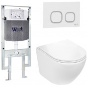 Подвесной унитаз с инсталляцией WeltWasser Amberg 497 ST / Merzbach 043 GL-WT / Amberg RD-WT 10000011295 белый глянцевый