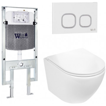 Подвесной унитаз с инсталляцией WeltWasser Amberg 497 ST / Merzbach 043 GL-WT / Amberg RD-WT 10000011295 белый глянцевый