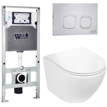 Подвесной унитаз с инсталляцией WeltWasser Amberg 506 ST / Merzbach 043 GL-WT / Amberg RD-MT CR 10000011299 белый глянцевый