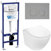 Подвесной унитаз с инсталляцией WeltWasser Bamberg 460 / Merzbach 043 GL-WT / Bamberg CR 10000012892 белый глянцевый