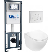Подвесной унитаз с инсталляцией WeltWasser Marberg 410 / Merzbach 043 GL-WT / MAR 410 RD GL-WT 10000011309 белый глянцевый