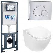 Подвесной унитаз с инсталляцией WeltWasser Marberg 410 / Merzbach 043 GL-WT / MAR 410 RD-CR 10000011308 белый глянцевый