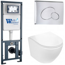 Подвесной унитаз с инсталляцией WeltWasser Marberg 410 / Merzbach 043 GL-WT / MAR 410 RD-CR 10000011308 белый глянцевый