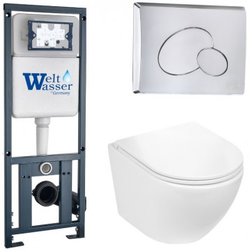 Подвесной унитаз с инсталляцией WeltWasser Marberg 410 / Merzbach 043 GL-WT / MAR 410 RD-CR 10000011308 белый глянцевый