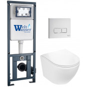 Подвесной унитаз с инсталляцией WeltWasser Marberg 410 / Merzbach 043 GL-WT / MAR 410 SE GL-WT 10000011307 белый глянцевый