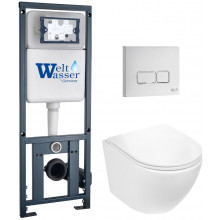 Подвесной унитаз с инсталляцией WeltWasser Marberg 410 / Merzbach 043 GL-WT / MAR 410 SE GL-WT 10000011307 белый глянцевый