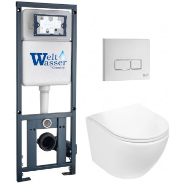 Подвесной унитаз с инсталляцией WeltWasser Marberg 410 / Merzbach 043 GL-WT / MAR 410 SE GL-WT 10000011307 белый глянцевый