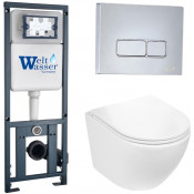Подвесной унитаз с инсталляцией WeltWasser Marberg 410 / Merzbach 043 GL-WT / MAR 410 SE-CR 10000011312 белый глянцевый