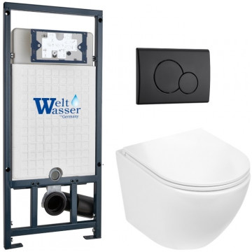 Подвесной унитаз с инсталляцией WeltWasser Marberg 507 / Merzbach 043 GL-WT / MAR 507 RD MT-BL 10000011316 белый глянцевый