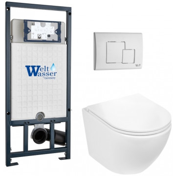Подвесной унитаз с инсталляцией WeltWasser Marberg 507 / Merzbach 043 GL-WT / MAR 507 SE GL-WT 10000011318 белый глянцевый