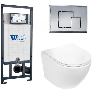 Подвесной унитаз с инсталляцией WeltWasser Marberg 507 / Merzbach 043 GL-WT / MAR 507 SE-CR 10000011317 белый глянцевый