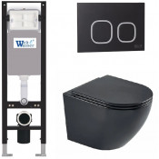 Подвесной унитаз с инсталляцией WeltWasser Amberg 350 / Merzbach 043 MT-BL / Amberg RD-BL 10000012379 черный матовый