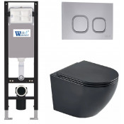 Подвесной унитаз с инсталляцией WeltWasser Amberg 350 / Merzbach 043 MT-BL / Amberg RD-CR 10000012380 черный матовый