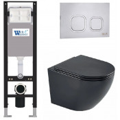 Подвесной унитаз с инсталляцией WeltWasser Amberg 350 / Merzbach 043 MT-BL / Amberg RD-MT CR 10000012381 черный матовый