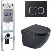 Подвесной унитаз с инсталляцией WeltWasser Amberg 350 ST / Merzbach 043 MT-BL / Amberg RD-BL 10000011322 черный матовый