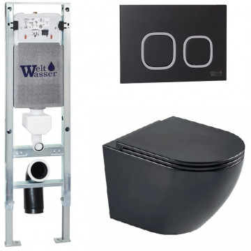 Подвесной унитаз с инсталляцией WeltWasser Amberg 350 ST / Merzbach 043 MT-BL / Amberg RD-BL 10000011322 черный матовый