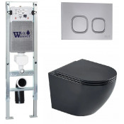 Подвесной унитаз с инсталляцией WeltWasser Amberg 350 ST / Merzbach 043 MT-BL / Amberg RD-CR 10000011323 черный матовый