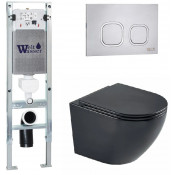 Подвесной унитаз с инсталляцией WeltWasser Amberg 350 ST / Merzbach 043 MT-BL / Amberg RD-MT CR 10000011324 черный матовый