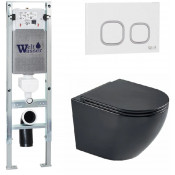 Подвесной унитаз с инсталляцией WeltWasser Amberg 350 ST / Merzbach 043 MT-BL / Amberg RD-WT 10000011325 черный матовый