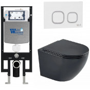 Подвесной унитаз с инсталляцией WeltWasser Amberg 497 / Merzbach 043 MT-BL / Amberg RD-WT 10000011333 черный матовый