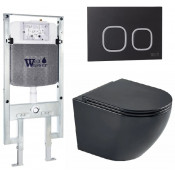 Подвесной унитаз с инсталляцией WeltWasser Amberg 497 ST / Merzbach 043 MT-BL / Amberg RD-BL 10000011335 черный матовый