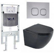 Подвесной унитаз с инсталляцией WeltWasser Amberg 497 ST / Merzbach 043 MT-BL / Amberg RD-CR 10000011336 черный матовый