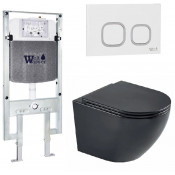 Подвесной унитаз с инсталляцией WeltWasser Amberg 497 ST / Merzbach 043 MT-BL / Amberg RD-WT 10000011338 черный матовый