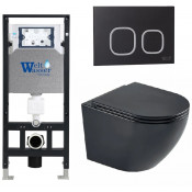Подвесной унитаз с инсталляцией WeltWasser Amberg 506 / Merzbach 043 MT-BL / Amberg RD-BL 10000011340 черный матовый
