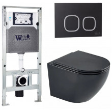 Подвесной унитаз с инсталляцией WeltWasser Amberg 506 ST / Merzbach 043 MT-BL / Amberg RD-BL 10000011345 черный матовый