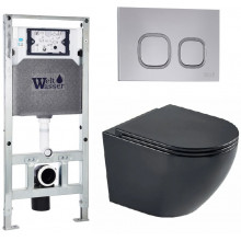 Подвесной унитаз с инсталляцией WeltWasser Amberg 506 ST / Merzbach 043 MT-BL / Amberg RD-CR 10000011346 черный матовый