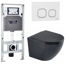 Подвесной унитаз с инсталляцией WeltWasser Amberg 506 ST / Merzbach 043 MT-BL / Amberg RD-WT 10000011348 черный матовый