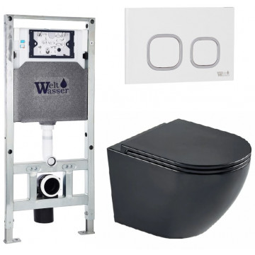 Подвесной унитаз с инсталляцией WeltWasser Amberg 506 ST / Merzbach 043 MT-BL / Amberg RD-WT 10000011348 черный матовый