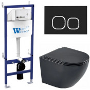 Подвесной унитаз с инсталляцией WeltWasser Bamberg 460 / Merzbach 043 MT-BL / Bamberg BL 10000012901 черный матовый