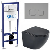 Подвесной унитаз с инсталляцией WeltWasser Bamberg 460 / Merzbach 043 MT-BL / Bamberg CR 10000012902 черный матовый